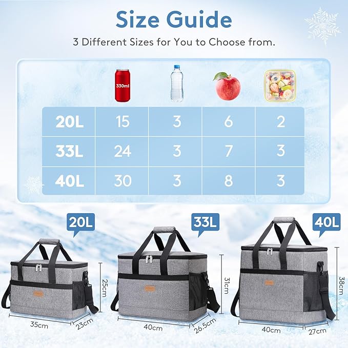 Lifewit Cooler Bag 30/50/60 Cans Collapsible and Insulated Large Lunch Bag Leakproof Soft Cooler Portable Tote for Camping/BBQ/Family Outdoor Activities