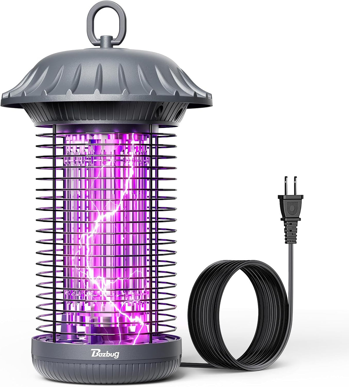 Buzbug LED Bug Zapper Indoor Outdoor, 10 Years Lifespan, 6.5ft Power Cord, IPX4 Waterproof, High-Voltage, Mosquito Zapper, Fruit Fly Mosquito Moth Gnat Trap Killer Zapper -MO008C (Pewter)
