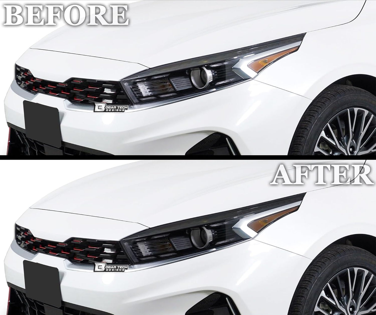 BOGAR TECH DESIGNS Full Headlight Head Light Tint Kit Compatible with Kia Forte 2022-2024, Light Smoke