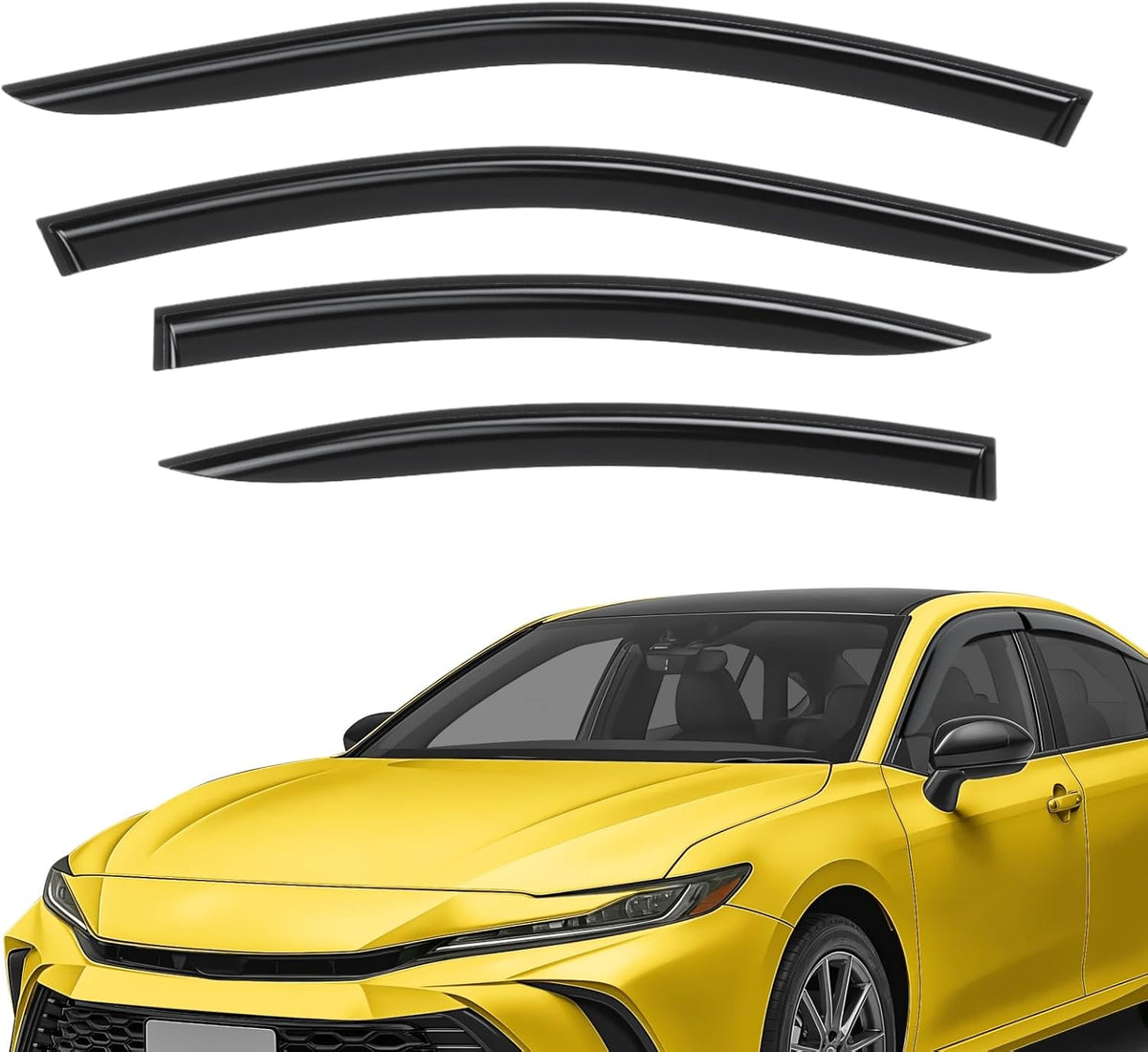 Extra Durable Window Deflectors Tape-On Window Visors Rain Guards Fit for Toyota Camry 2025 Sedan, Sun Visors, Wind Vent for Shades, Exterior Car Accessories - 4 pcs. AG0852