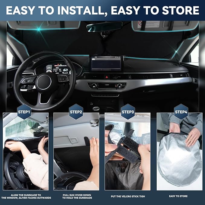 for Chevrolet Blazer 2019-2025 2026 Windshield Sun Shade - 4 Layers for Front Windows Shade Cover Custom Fit Blazer (NOT for EV) 250T Sun Visor Retractable Block UV Rays Car Accessories