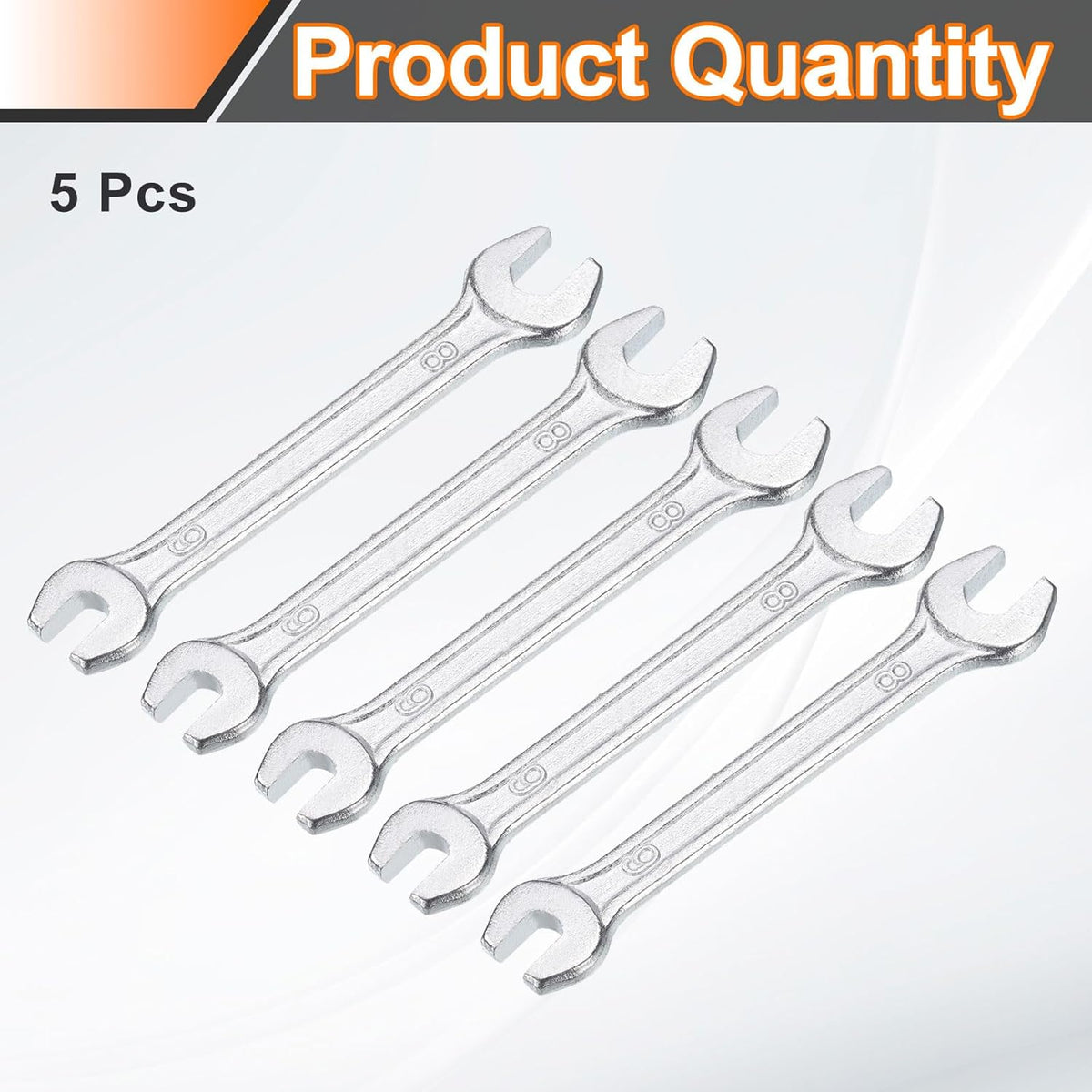 HARFINGTON 5pcs Double Open End Wrench 6mm x 8mm Metric 15 Degree Offset Angle Small Flat Head Wrench Galvanizing Open Ended Spanner for Automotive Repair Furniture Assembly