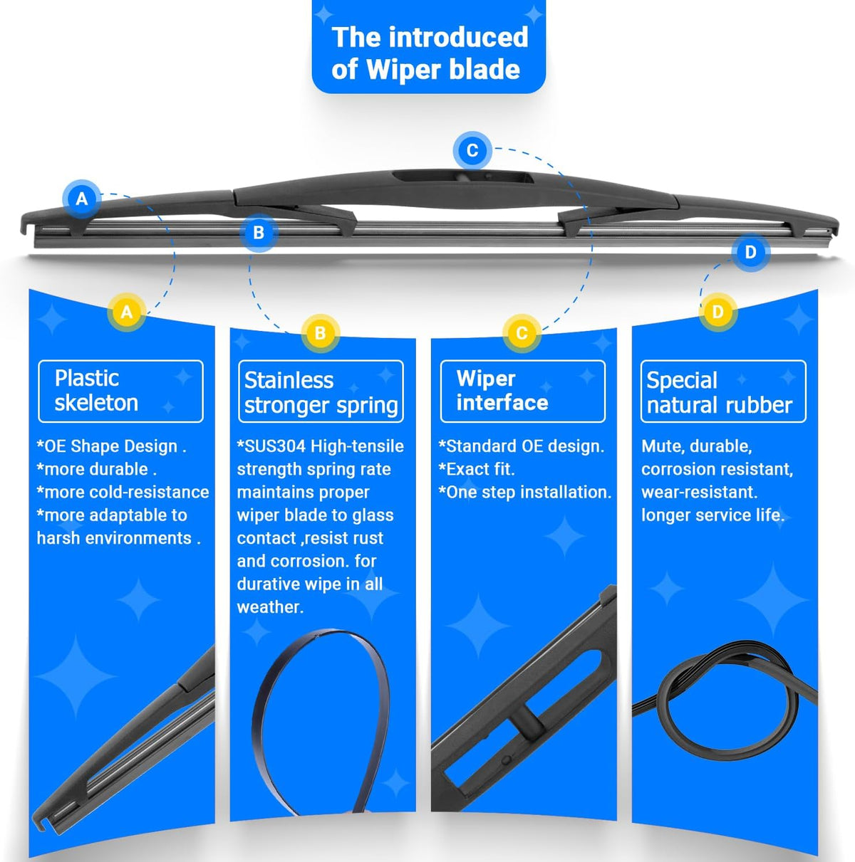 Windshield Wiper Blades Replacement for Subaru Outback 2020 2021 2022 2023 2024 Original Factory Quality Front Rear Wipers Blade Set for My Car - 26" 18" 16" (Pack of 3)