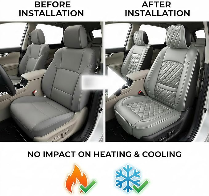 Fit for Accent Seat Covers Compatible with Hyundai Accent 2017-2026 - Waterproof Breathable Leather Automotive Seat Cushions Protector,Airbag Compatible,Full Set 5 Seats(Gray)