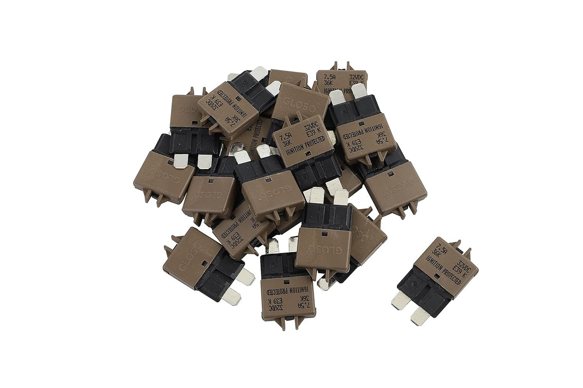 GLOSO Circuit Breakers E39 Manual (T3) Reset Low Profile ATC/ATO (7.5A - 25 Pack)