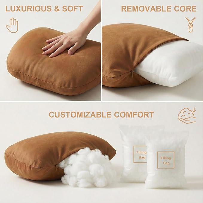 2PCS Car Pillow for Car Neck Pillow for Driving Seat Neck Support Soft Cushion Back Support Head-Rests for Vehicle Sleeping with Elastic Adjustment Strap (Brown, Head)