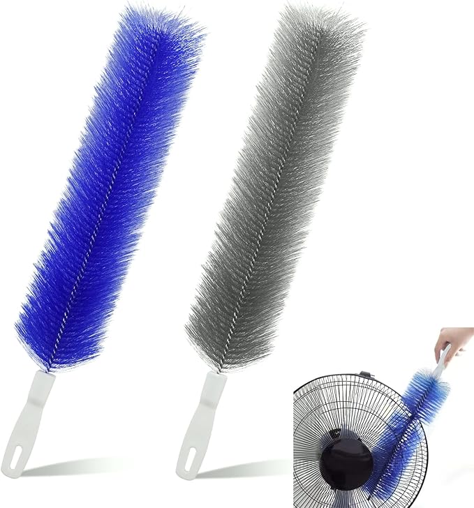 2 Pcs Cobweb Duster, Bendable Fan Duster, Plastic Fan Cleaner Brush,Microfiber Head Dusting Brush, Reusable Dust Remover for Air Conditioning Shutters,Ceiling Fan Blades,Air Vents, Curtains, Cars
