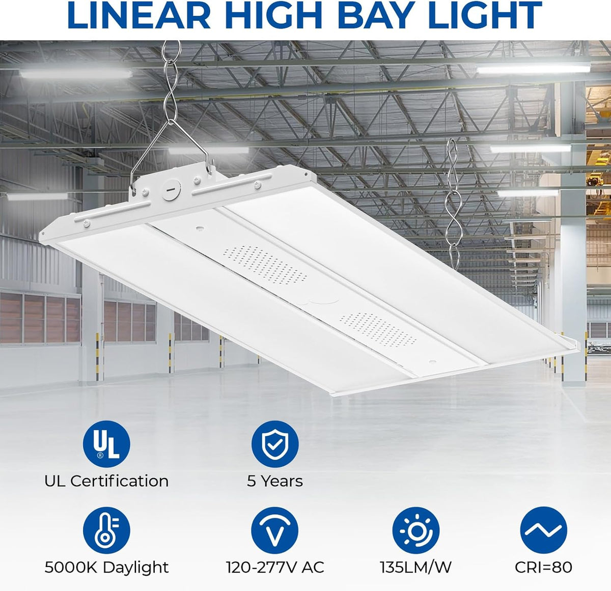 CINOTON 4FT 220W LED Shop Light with 29700LM, 0-10V Dimmable Linear High Bay Lighting with 5000K, 120-277V 135LM/W Commercial Hanging Lights for Garage Office Warehouse Workshop Factory UL Listed