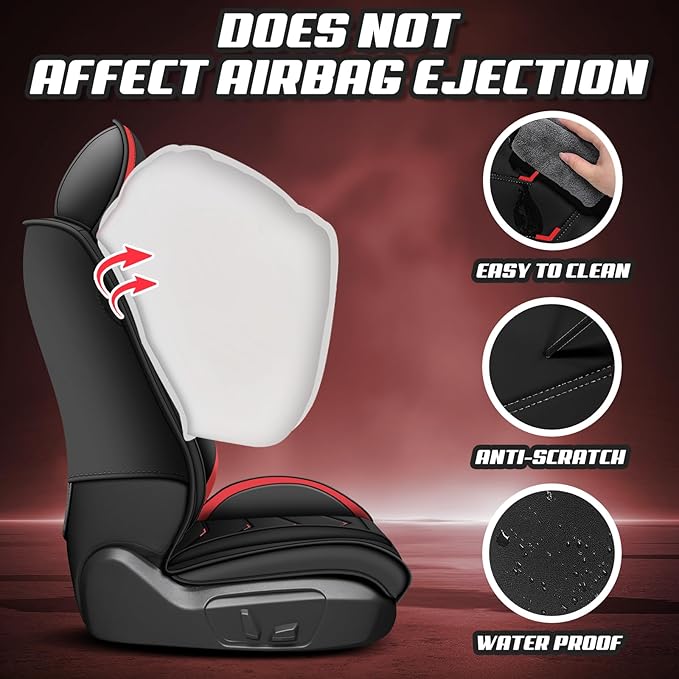 Car Seat Covers for Mercedes-Benz S-Class 2005-2026, Premium Nappa Leather Car Seat Cover, Stylish Sport Seat Covers， Automobile Seat Cover Sets.(Luxury 2 Seats/Black Red)