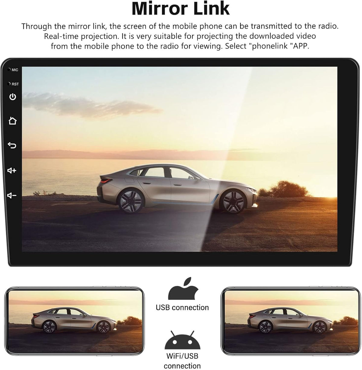 2+64G Android Car Stereo for Hyundai Tucson IX35 2010-2015 with Apple Carplay Android Auto Mirror Link 10.1 inch Touch Screen FM RDS HiFi Bluetooth WiFi GPS+Camera&MIC