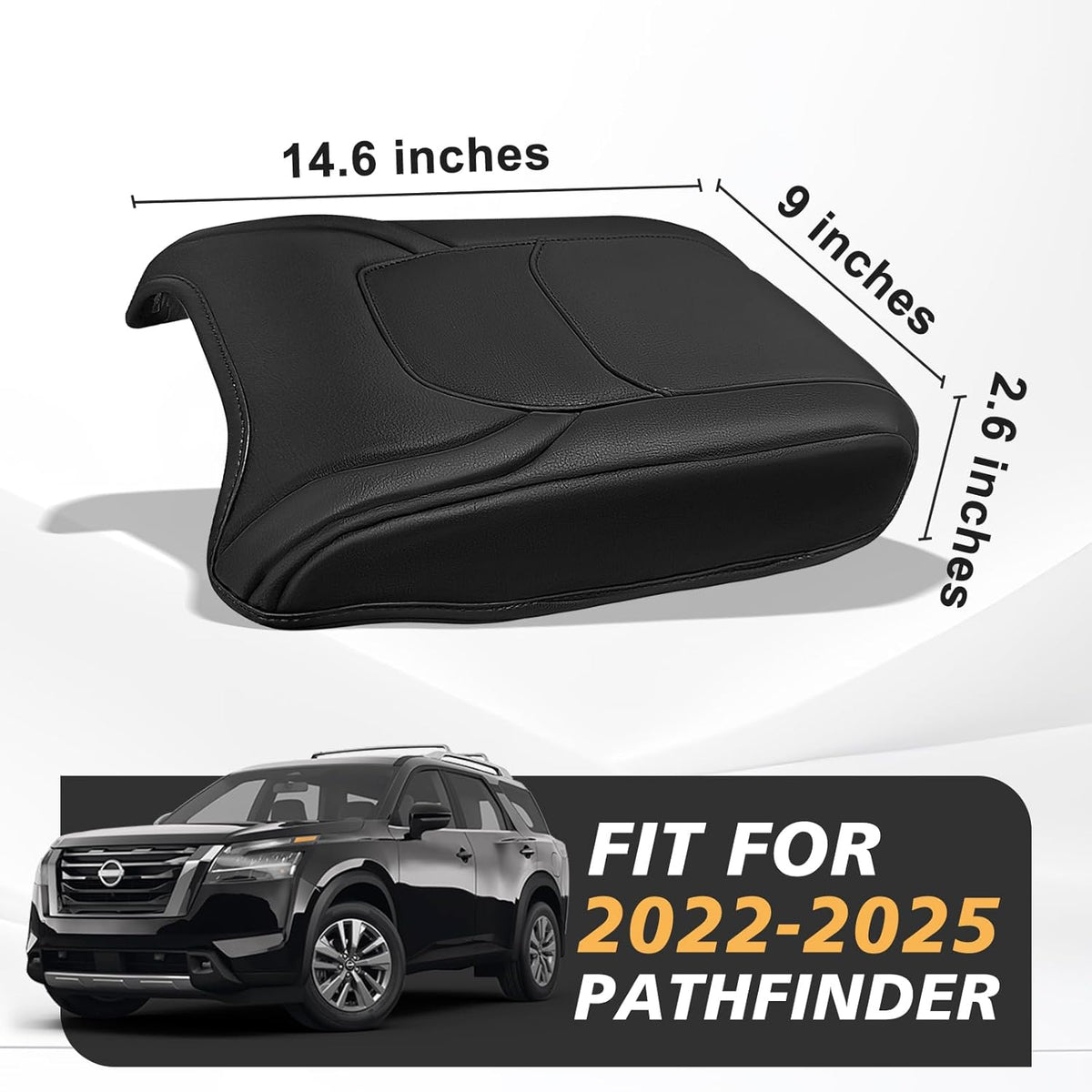 Muslogy Center Console Armrest Cover Compatible with Nissan Pathfinder 2022-2025 Comfort Armrest Pad Arm Rest Cushion Vegan Leather Protector Regular Thick