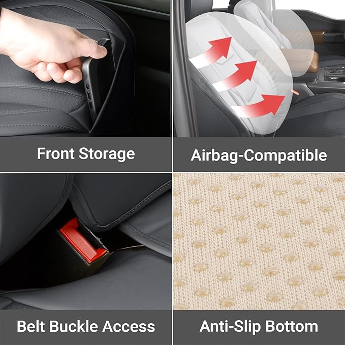 Coverland Custom Fit Car Seat Covers for SUV Compatible with [QX4, Endeavor, Bravada] PPremium Car Seat Cover Water Resistant Leather Non-Slip Interior Protectorr [Full set Dark Gray - Size Chart X66]