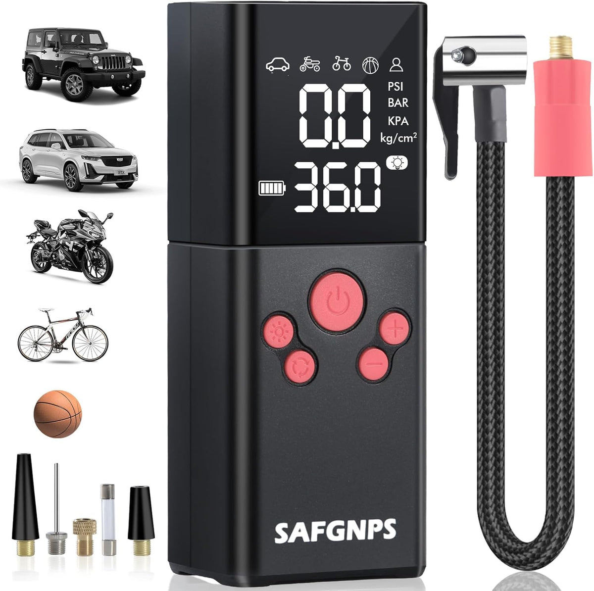 Tire Inflator Portable Air Compressor, 150PSI Cordless Portable Tire Inflator for Car, 3X Fast Smart Air Pump for Car Tires, Bike Pump, Motorcycle, Ball - Digital Pressure Gauge/LED