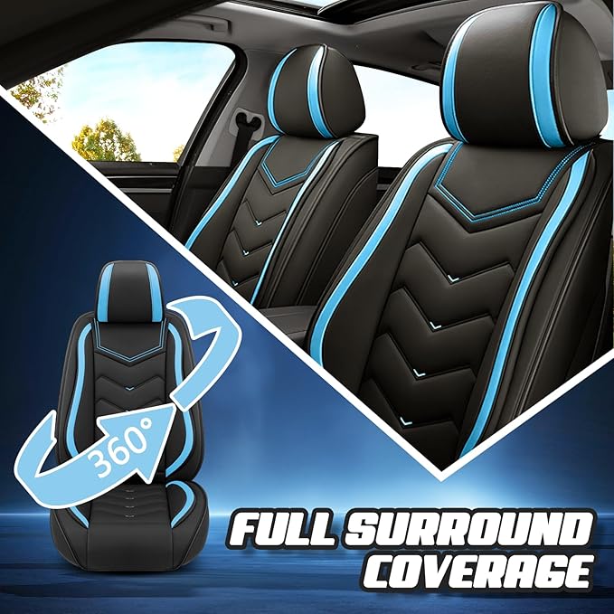 Car Seat Covers for Mercedes-Benz S-Class 2005-2026, Premium Nappa Leather Car Seat Cover, Stylish Sport Seat Covers， Automobile Seat Cover Sets.(Standard 2 Seats/Black Blue)