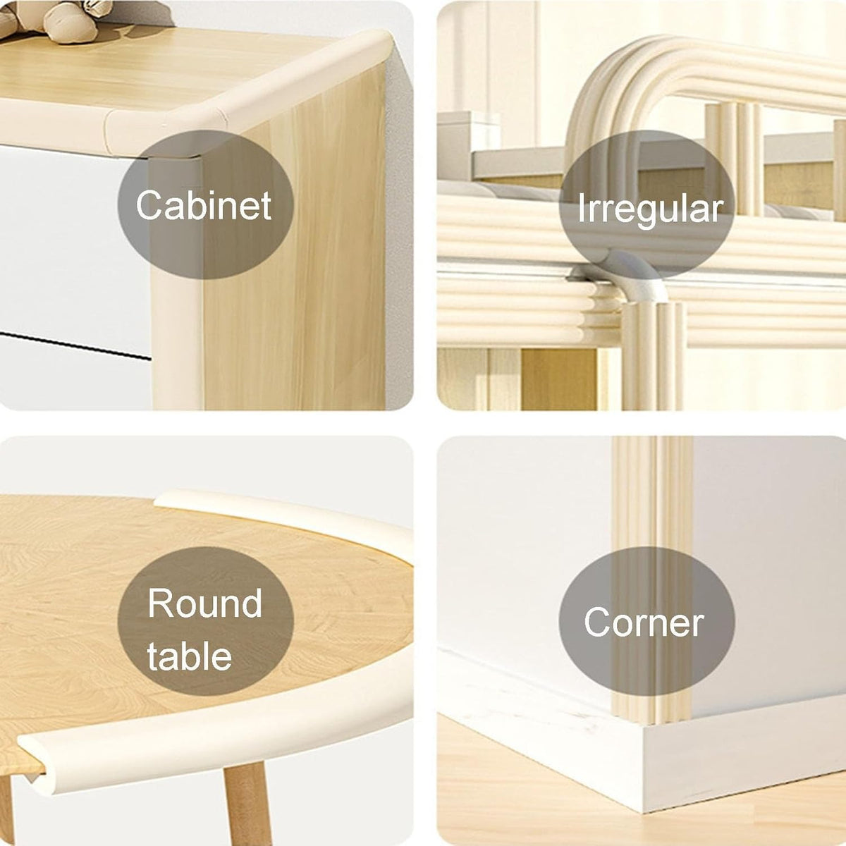 XPLKQXE Sharp Edge Safety Corner Edge Foam Padding, Edge Guards Bumpers Adhesive, Edge Corner Protector Guards for Table Edges & Sharp Corners(White-A,3pcs)