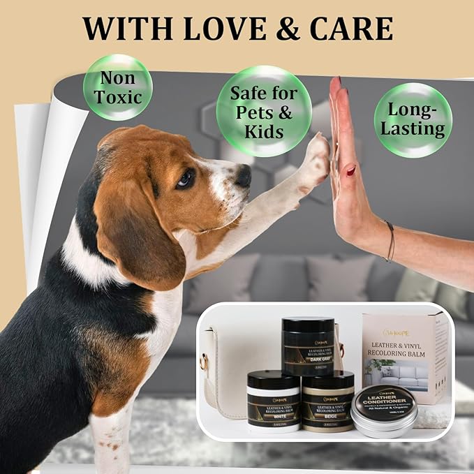 8.8oz Leather Recoloring Balm with 100ml Mink Oil,Gray Leather Repair Kit for Furniture,Leather Repair Cream,Leather Scratch Repair for Car Interior,Leather Conditioner for Couch
