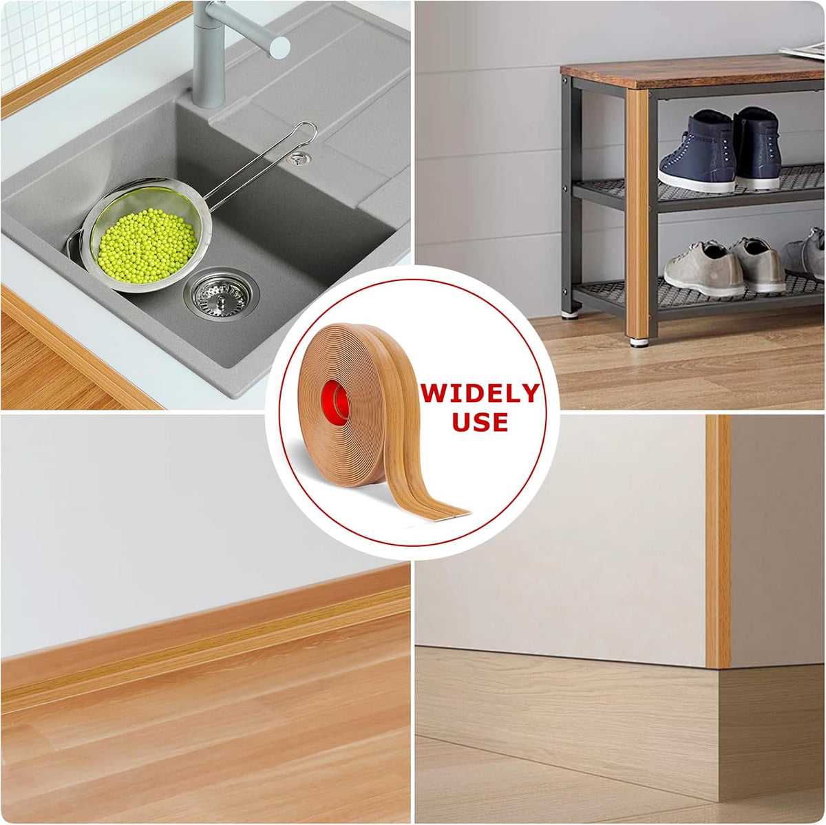 Flexible Wall Corner Protector Moulding Trim Peel and Stick Wall Corner Guards Edge Protector Self Adhesive Molding Trim Strip for Edge Ceiling (Light Brown Wood Grain, 0.8 in x 20 Ft)