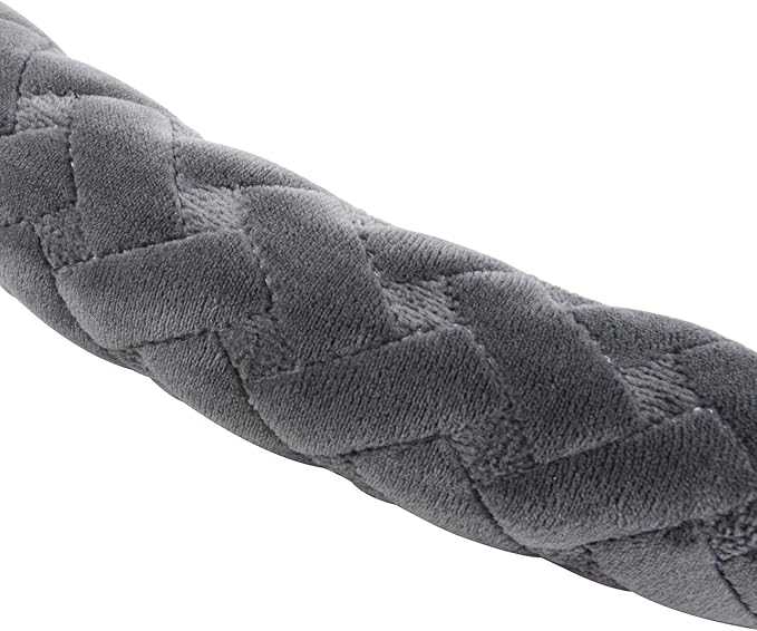 Flying Banner car Steering Wheel Cover Massage Velvet Warm Universal Size 15 inches SUV Truck Anti Slip Odorless Summer Winter (Gray, Velvet Massage)