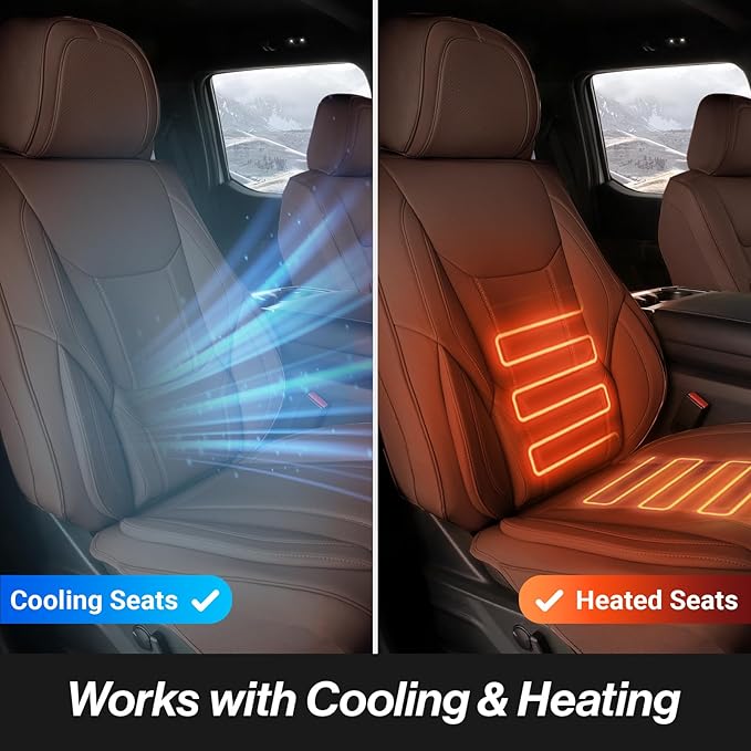 Coverland Custom Fit Car Seat Covers for Car Compatible with [Cadillac DTS, Oldsmobile Cutlass] Premium Water Resistant Leather Non-Slip Interior Protector [Full Set Dark Brown - Size Chart X78]