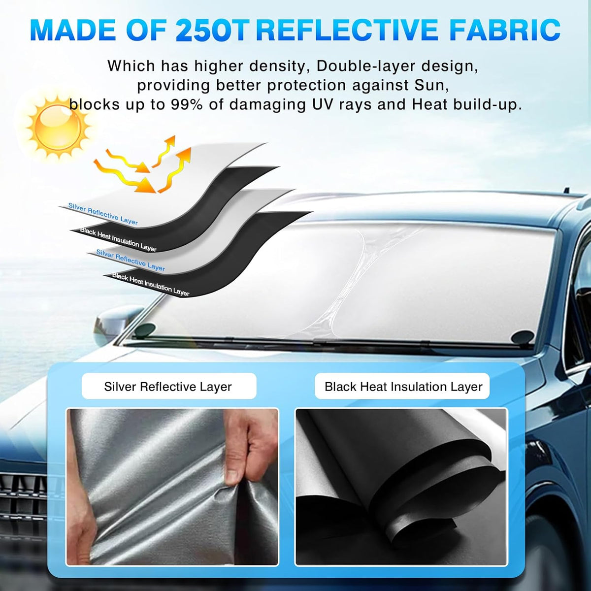 KUST Windshield Sun Shade for 2012-2017 Subaru Crosstrek/XV 2018-2023 Subaru Crosstrek Sunshade Foldable Sun Visor Protector Blocks UV Rays Keep Your Car Cooler