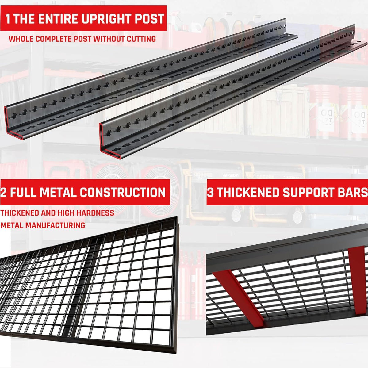 67" Wide Garage Shelving Unit, 30" D Heavy Duty Garage Storage Shelves,3500 LBS Capacity, Industrial Adjustable Shelves for Basement Warehouse