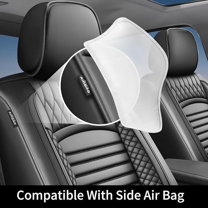 Fit HRV Car Seat Covers for Honda HR-V 2016-2024 2025 2026 - Upgraded Premium Waterproof & Breathable Leather, Airbag Compatible, All-Weather Seat Cushion Protector (Full Set, Black)
