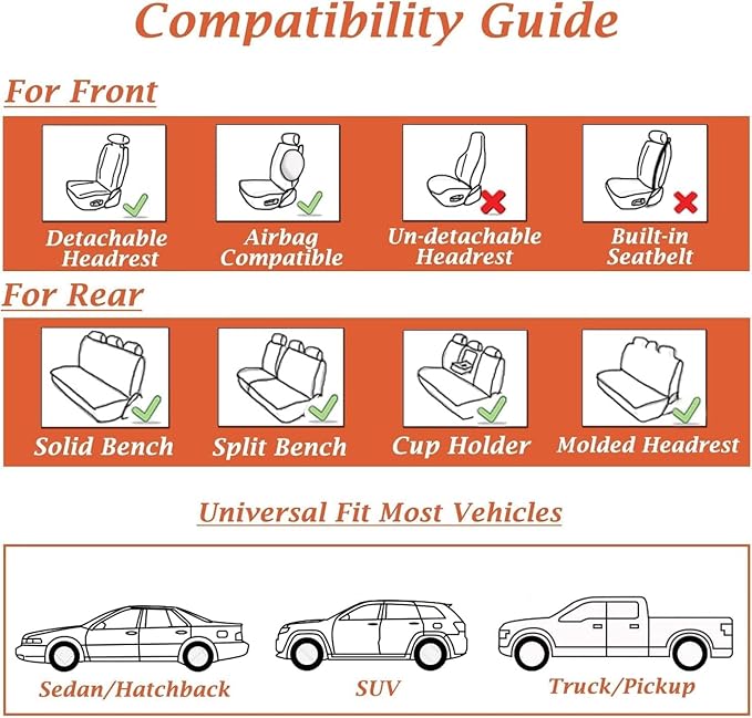 Coverado Seat Covers, Car Seat Covers Full Set, Leather Seat Covers for Cars, Car Seat Protector, Black Car Seat Covers Front Seats and Back Seats Universal Fit for Most Cars Redline