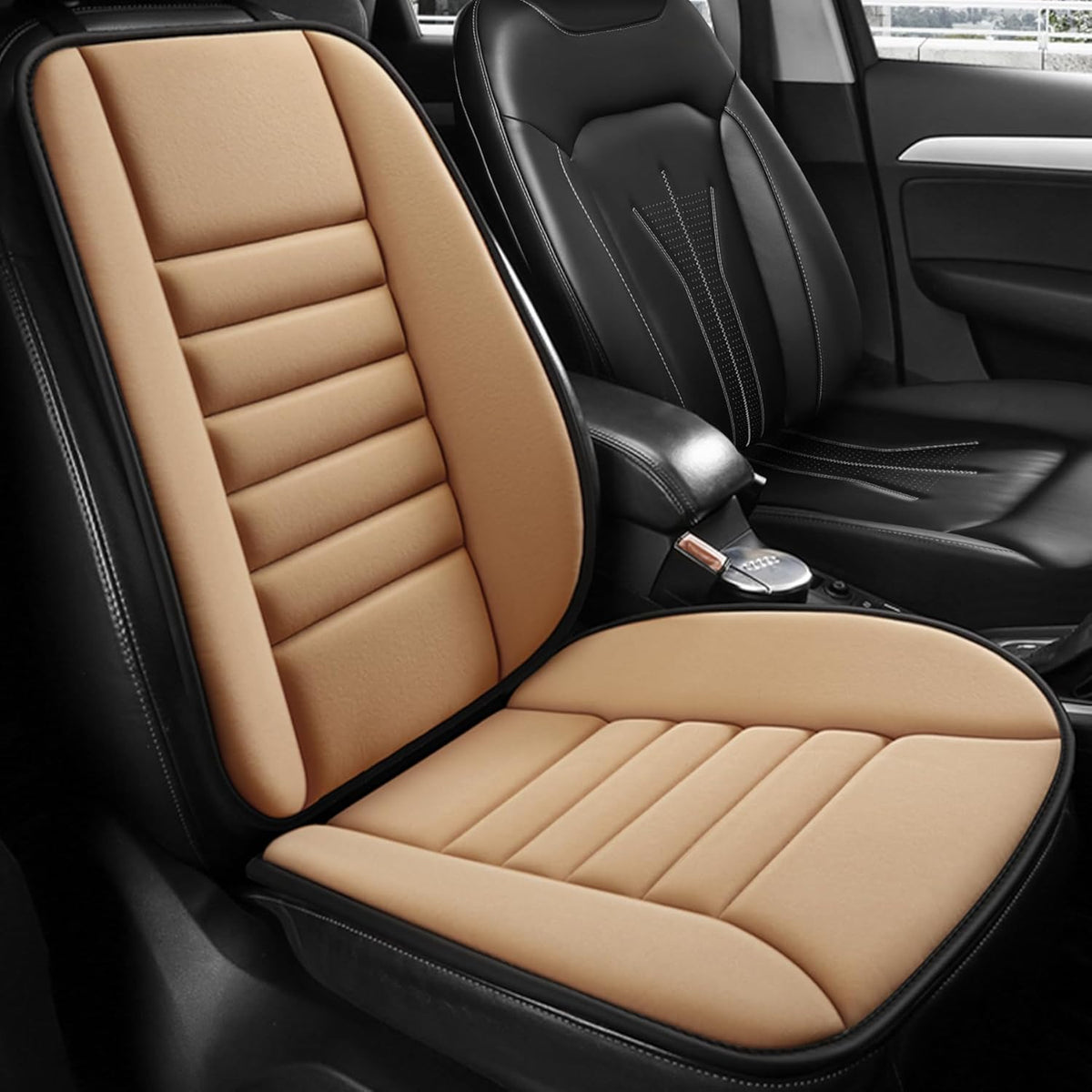 MYFAMIREA Car Seat Cushion and Back Support Pillow 1.2'' Thick Memory Foam Desk Chair Cushion Back Support for Automotive Seat Driver, Travel, Leg and Back Pain Relief, Washable, Adjustable, Orange