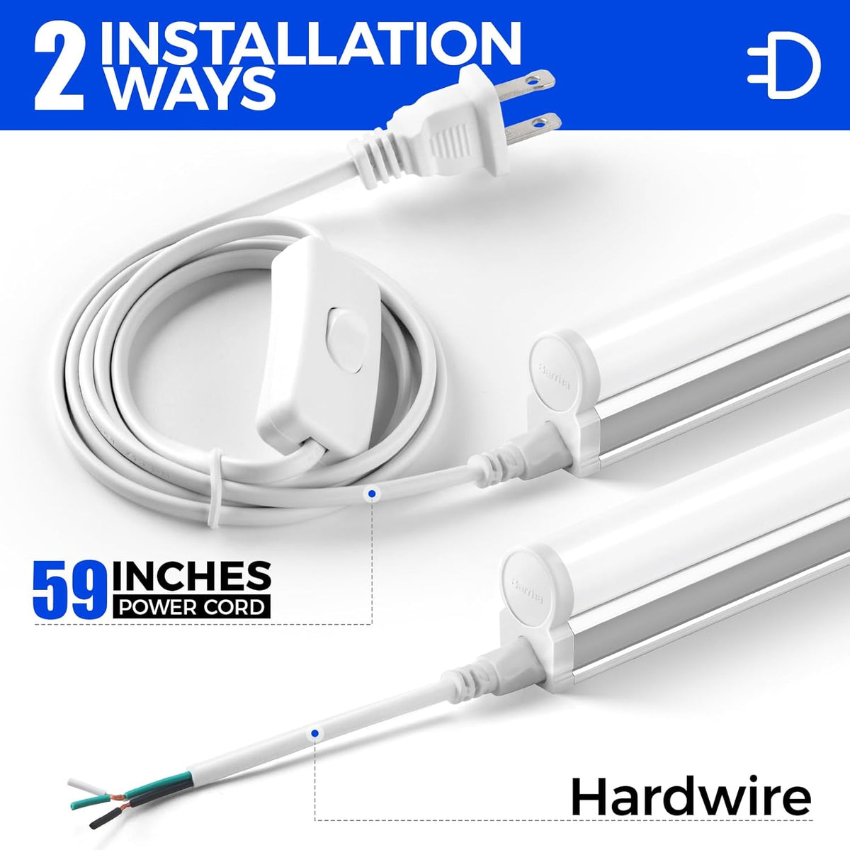 Barrina (6 Pack LED T5 Integrated Single Fixture, 4FT, 2200lm, 6500K Super Bright White, 20W Utility LED Shop Light, Ceiling and Under Cabinet Light, Corded Electric with ON/Off Switch, ETL Listed
