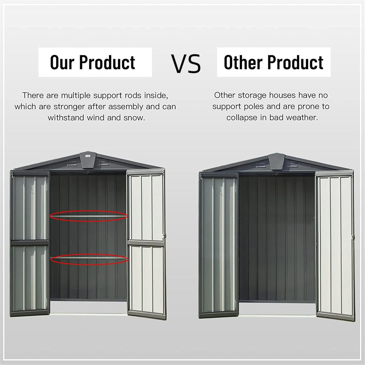 IKERY Galvanized Steel Storage Shed 6.5' x 4.2' with Lockable Door - Metal Garden Shed for Bikes, Tools, Lawn Mowers, Trash Cans - Backyard & Patio - Dark Gray
