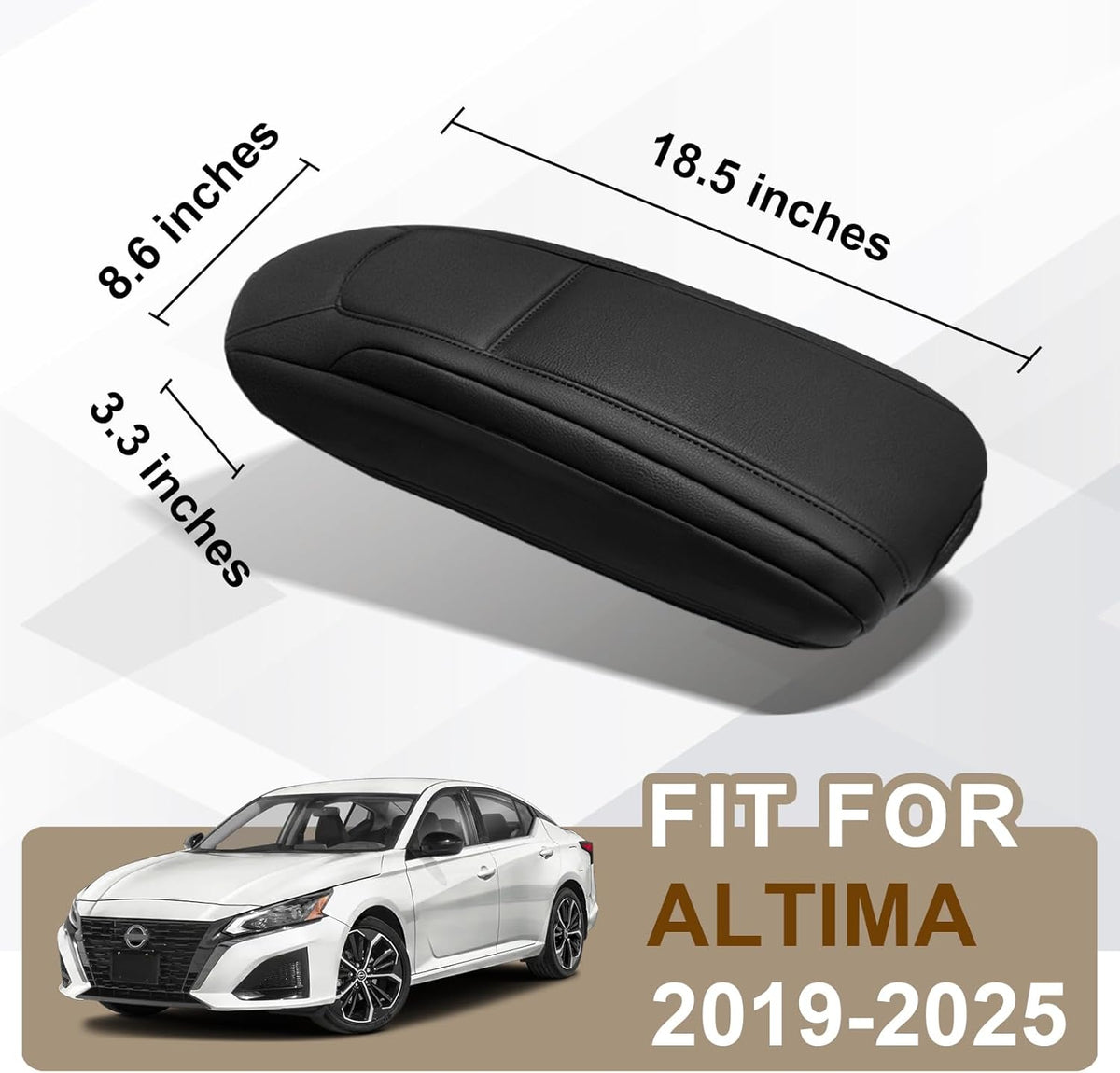Muslogy Center Console Armrest Cover Compatible with Nissan 2019-2025 Altima Accessories Comfort Armrest Pad Arm Rest Cushion Vegan Leather Protector Black Regular Thick