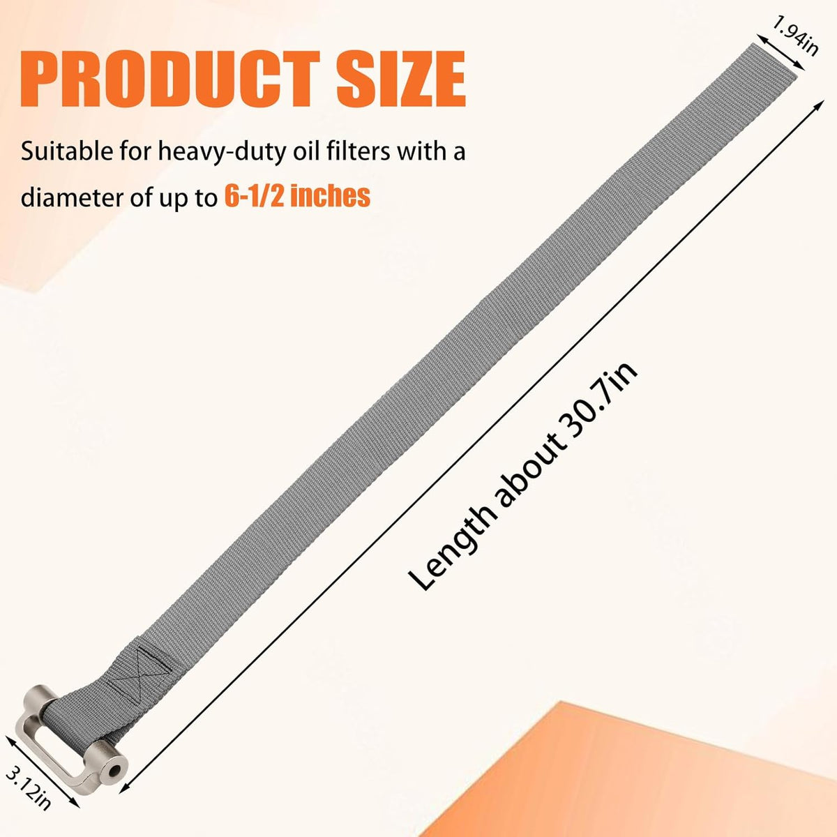 Heavy Duty Strap Oil Filter Wrench for Various Up to 6-1/2 inches Filter & Plumbing Removal Tool
