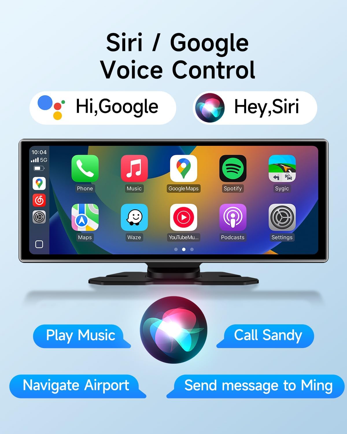 Wireless Carplay Screen for Car with 4K Dash Cam & 1080P Backup Camera, 11.26'' Portable A-pple Carplay & Android Auto Touch Screen Car Stereo, GPS Navigation, Bluetooth, Siri, FM, Mirror Link