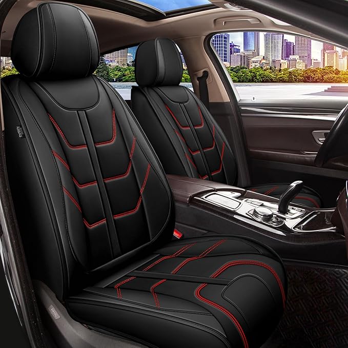 TTX LIGHTING Car Seat Covers fit for Honda Accord 2003-2017 Full Set: Premium Leather Automotive Seat Cover with Airbag Compatible Waterproof (5 Seats, Redline)
