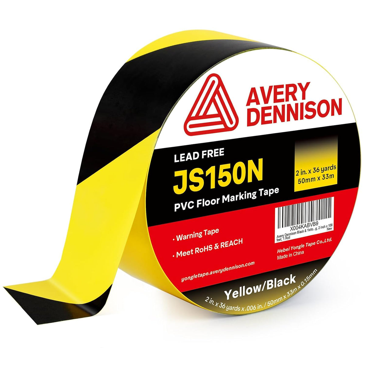 Floor Marking Tape,2 INx108 FT Strong Adhesive Caution Tape,High Durability Warning Safety Tape for Indoor/Outdoor-Warehouses,Factories,Parking Lots,Retail Locations,Black&Yellow,1 Roll