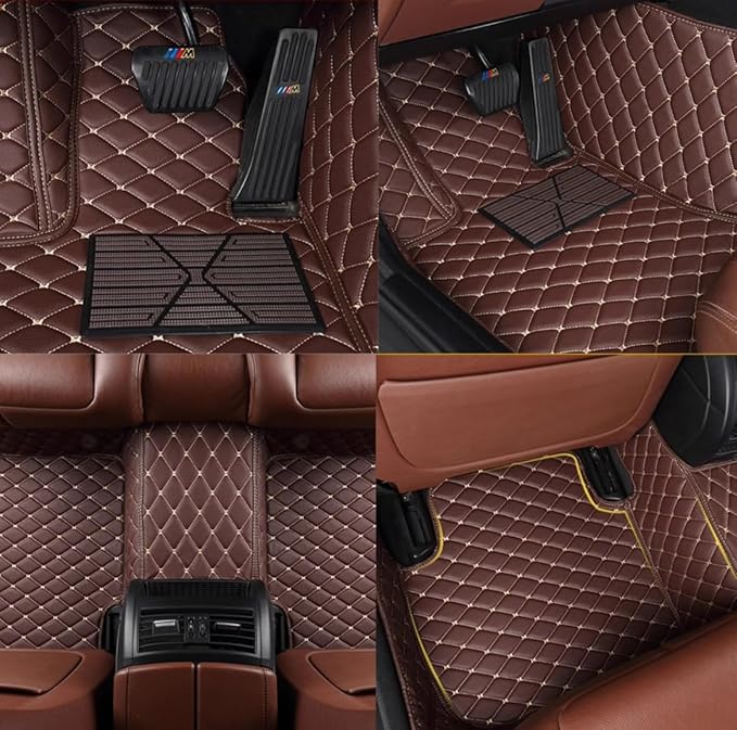 Custom Personalized Floor Mats for Cars，Luxury Full Coverage All Weather Car Floor Mats，Anti-Slip Leather Car Mat Set ，Custom Floor Mats for 99% of Cars, Trucks & SUVs (3D Wine red and Black)