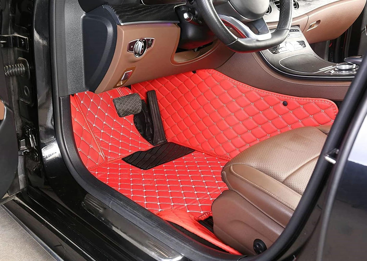 Custom Artificial Leather Waterproof All-Weather Car Floor Mats Fit for 99% Sedan SUV Sports Car Vehicle Car Mat (Blue)