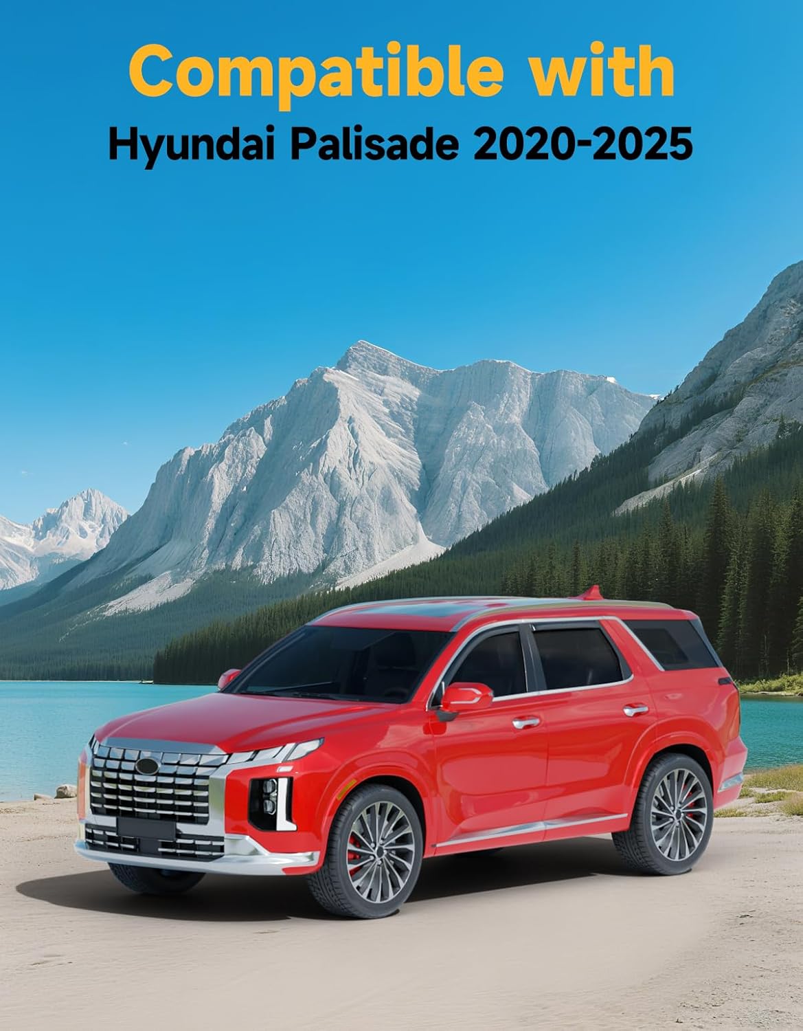 in-Channel Window Rain Guards Fit for Hyundai Palisade 2020 2021 2022 2023 2024 2025 Extra Durable Window Deflectors Window Visors Vent Shades Vent Visors Car Accessories-4 pcs Q23