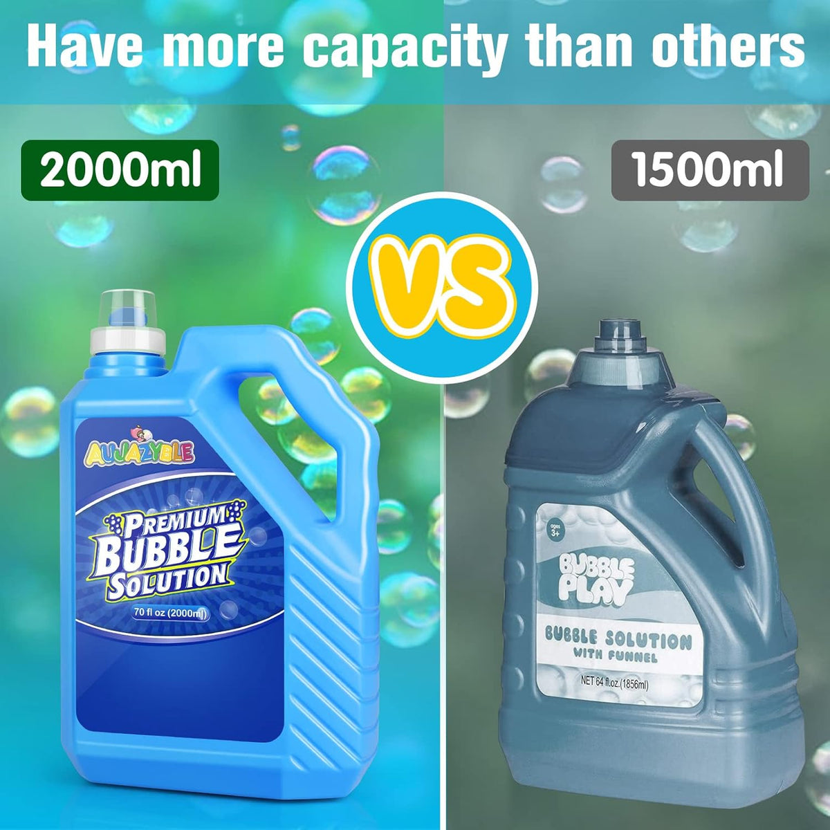 Bubble Solution Refill 70 OZ | Pre-Mix Premium Bubble Refill Solution No Measuring Required | Bubbles for Kids | Bubbles Refills | Bubbles Bulk | Bubble Machine Solution | Kids Easy Grip Bottle