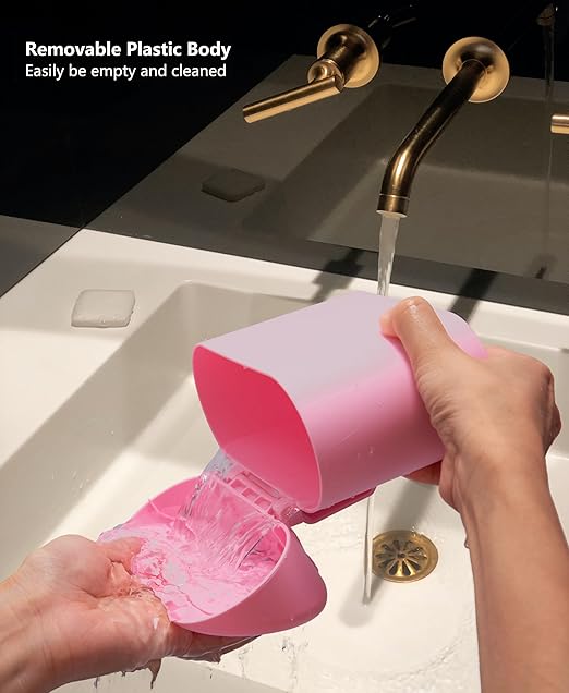 Ginsco 2 Pack Mini Car Trash Can with Lid, Small Car Garbage Can, Cute Leakproof ABS Trash Bin, Auto Accessories for Interior, Garbage Bin for Home, Office with 120pcs Trash Bags Pink