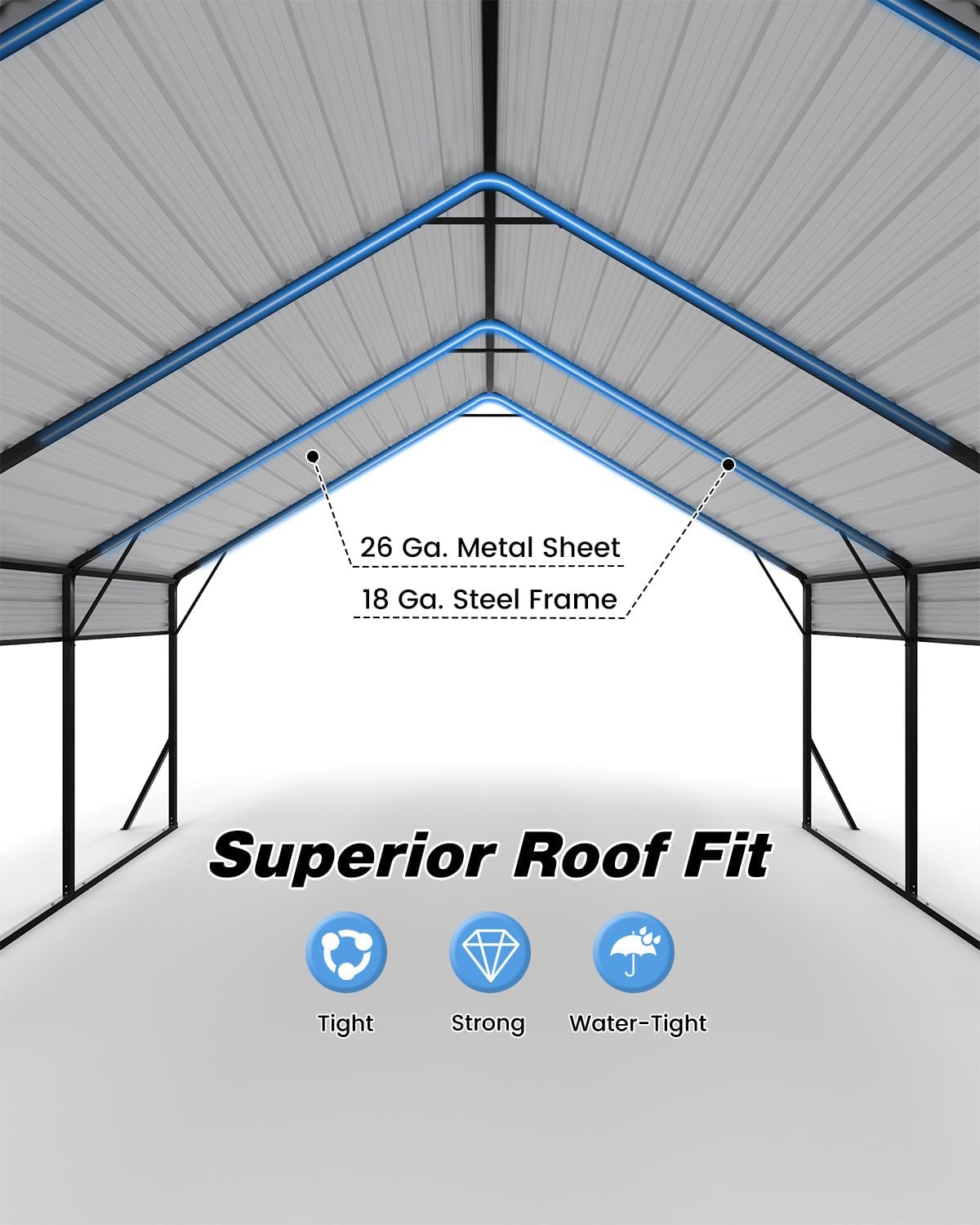 20'x15'x12.7' Heavy Duty Metal Carport, Steel Carports Canopy with Galvanized Steel Frame and Roof, Metal Carport Shelter for Boats, SUVs and Trucks