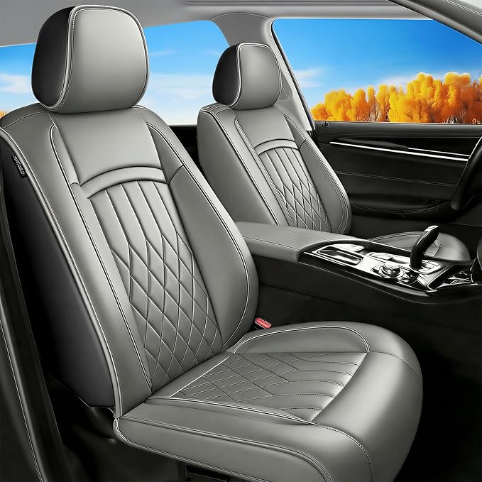 Fit RDX Car Seat Covers for Acura RDX 2010-2025 2026 - Premium Leather, Waterproof, All-Weather, Airbag Compatible, Anti-Slip, Breathable, Easy Install, Seat Protectors, Full Set, Gray