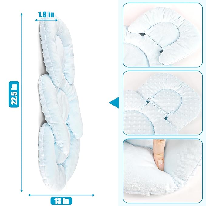 GFU Infant Car Seat Insert Head and Body Support, Reversible Newborn Insert for Carseat with Strap Pads, Soft Stroller Cushion Pillow Insert for Boys and Girls, Fits for Stroller, Swing, Lightblue