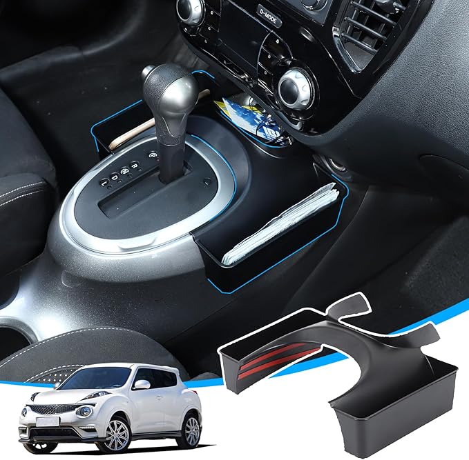 Center Console Gear Shift Organizer Tray Compatible with 2011-2019 Nissan Juke and Nissan Infiniti ESQ Storage Box Accessories Gear Shift Center Console Side Tray Black Hanging Storage Box
