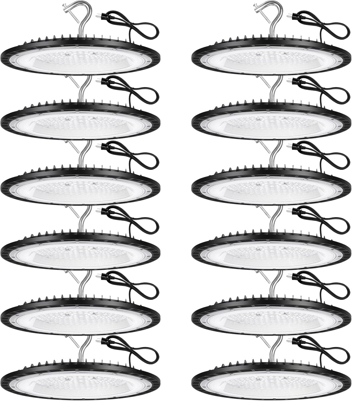 12 Pack 240W UFO LED High Bay Lights,120VAC IP66 Waterproof,40000LM 5000K Daylight, 1050W MH/HPS with Plug Commercial Bay Lighting for Barn,Gym,Factory,Warehouse,Shop,Workshop,Gym,Garage