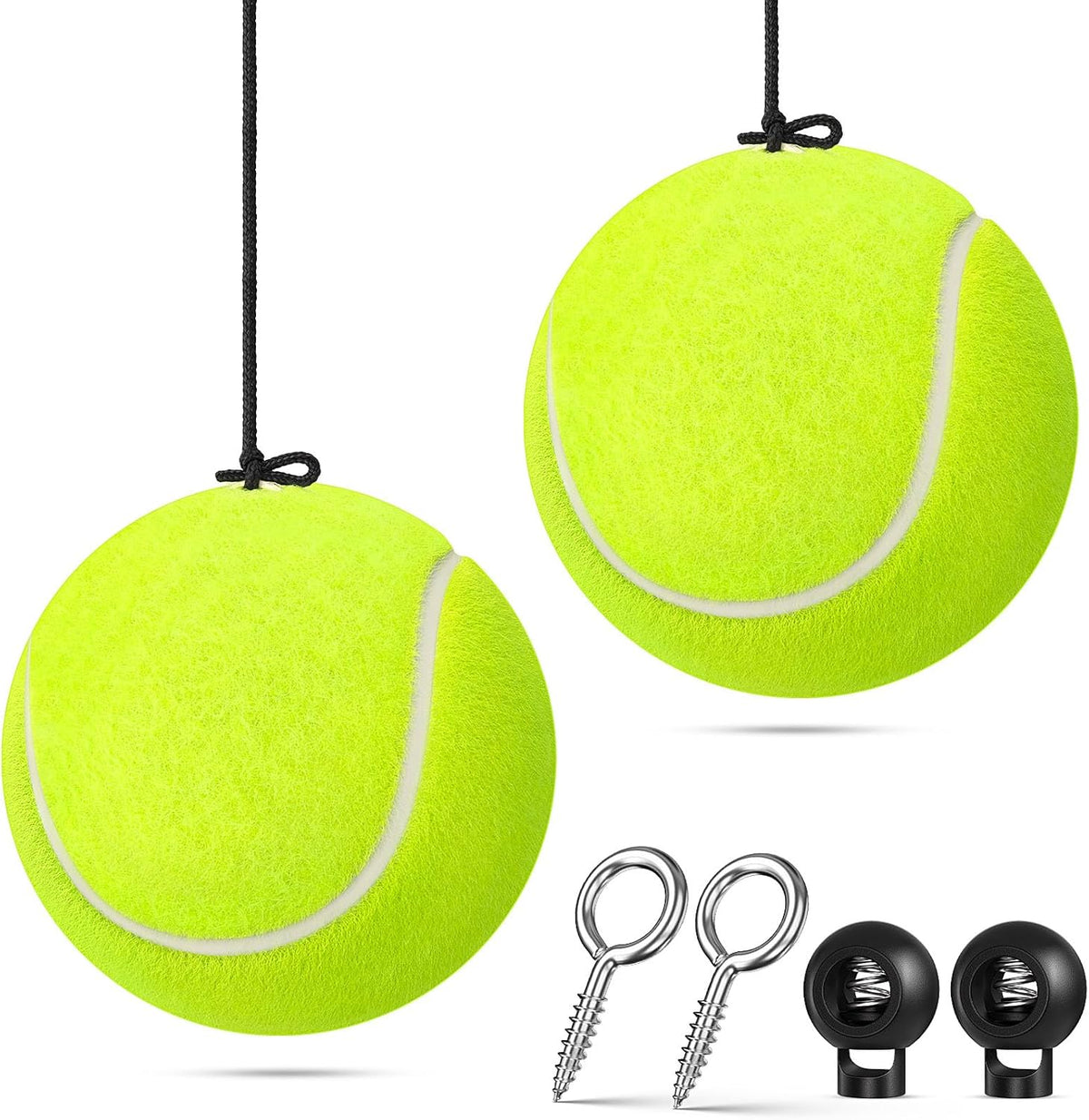 2-Packs Tennis Ball Garage Parking Aid with Non-Elastic String, Precise Garage Car Stop Indicator w/Adjustment Buckle, Easy Installation, Parking Stopper Assist for Garage Accessories