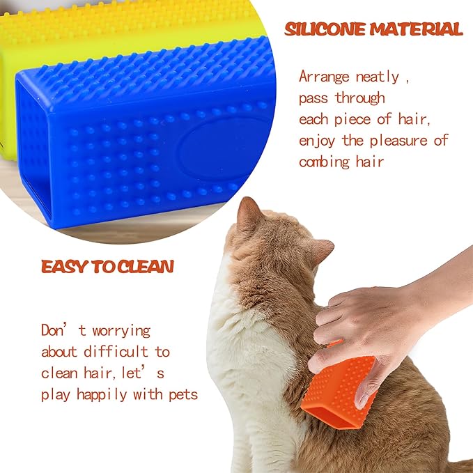 2pcs Pet Dog Cat Hair Remover, Pet Hair Removal Tool, Hollow Cleaner Brush for car，Interior, Furniture, Sofa (blue and yellow)