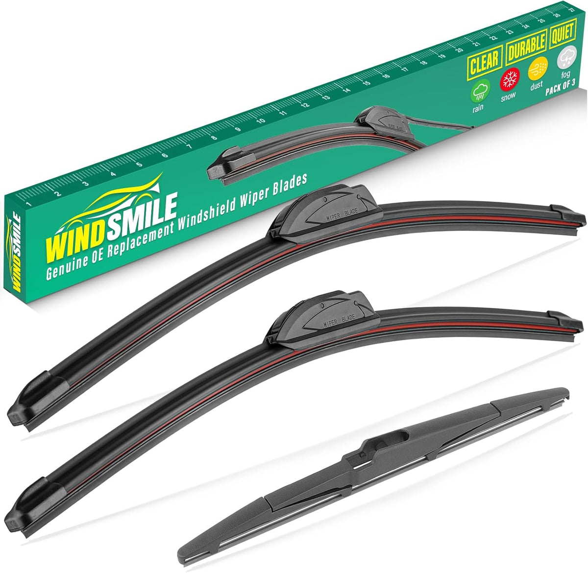 24" 18" 11" Windshield Wiper Blades Replacement for Kia Seltos 2021 2022 2023 2024 Premium All Weather Front Rear Wipers Set - OEM Quality (Pack of 3)