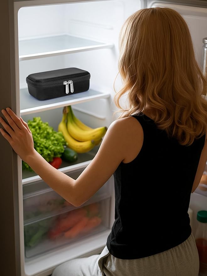 YOUSHARES Insulin Vials Refrigerator Storage Case - 10ml Peptide Vial Protective Holder for Fridge, 18-Slots Diabetic Insulin Small Bottle Organizer Bag Compatible with U-100 Vials