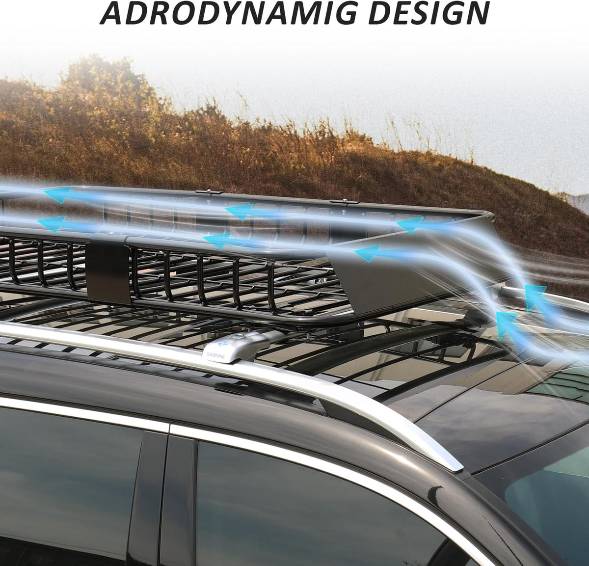 FORWODE Roof Rack Carrier Basket, 64" x 39" Rooftop Cargo Carrier with 250 lbs Capacity, Rust-Proof Steel Heavy Duty Car Top Luggage Basket with Waterproof Cargo Bag,Net for SUV Truck Cars